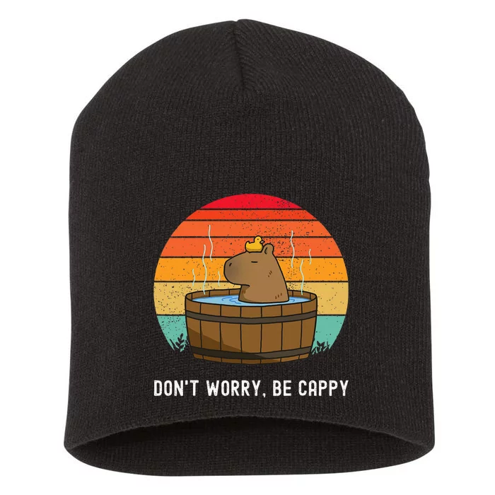 Retro Funny Capybara DonT Worry Be Capy Short Acrylic Beanie