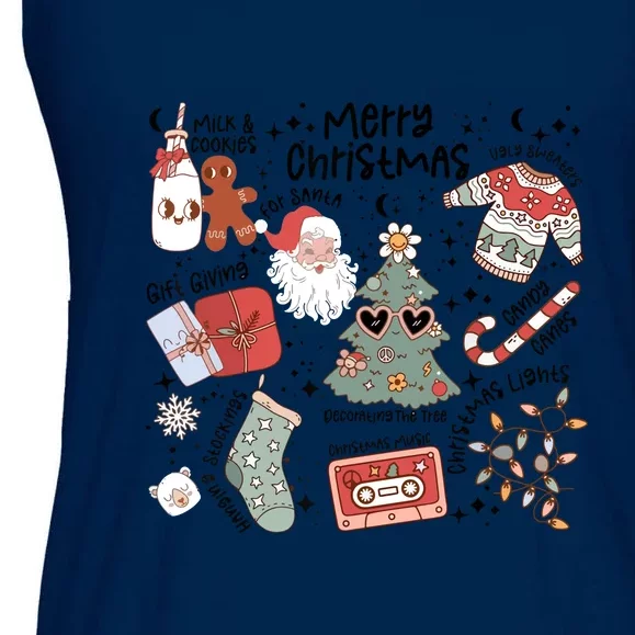 Retro Funny Christmas Santa Claus Cookie Ugly Christmas Sweaters Gift Ladies Essential Flowy Tank