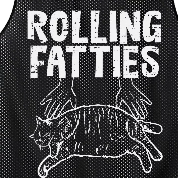 Rolling Fatties Cat Funny Fat Kitten Mesh Reversible Basketball Jersey Tank