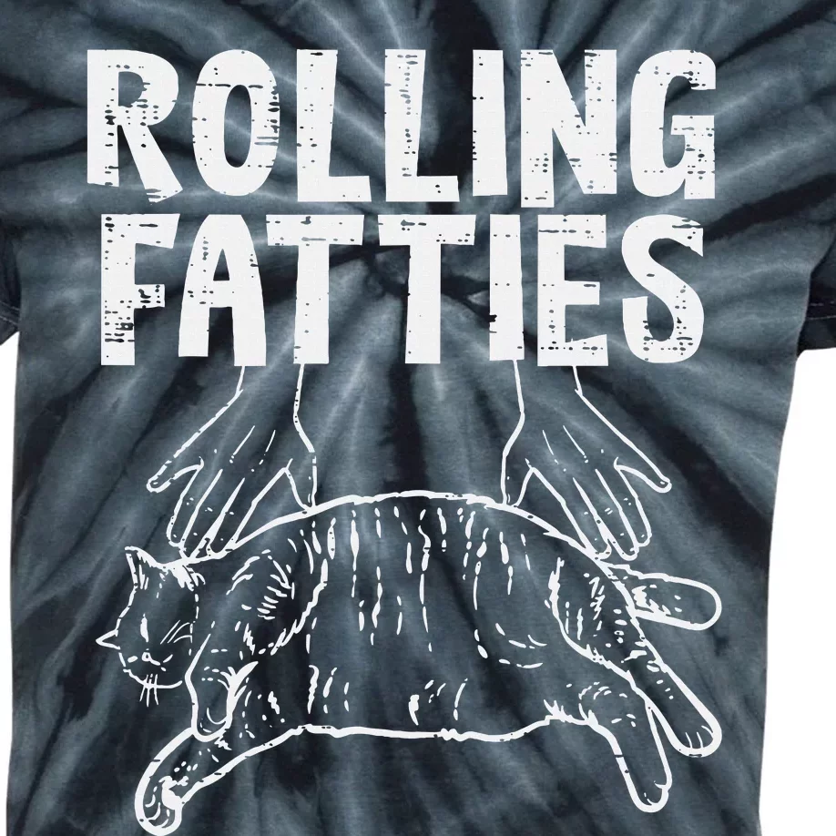 Rolling Fatties Cat Funny Fat Kitten Kids Tie-Dye T-Shirt