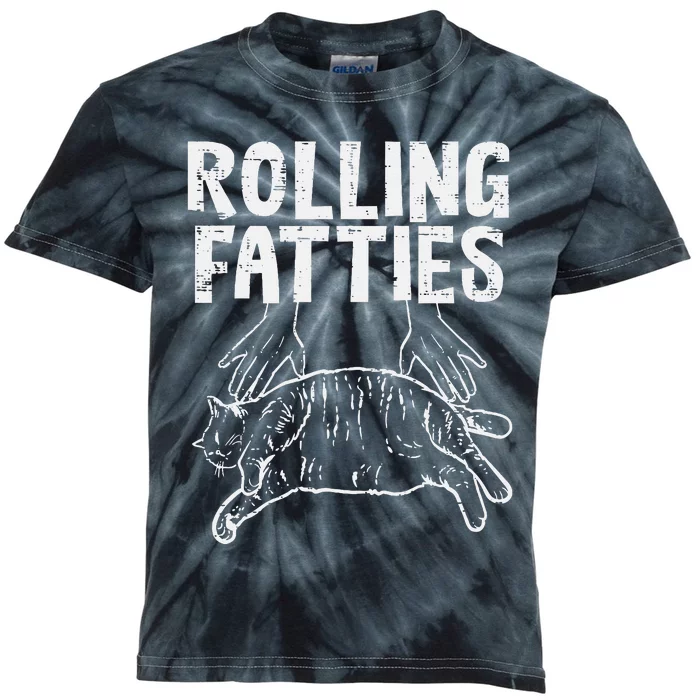 Rolling Fatties Cat Funny Fat Kitten Kids Tie-Dye T-Shirt