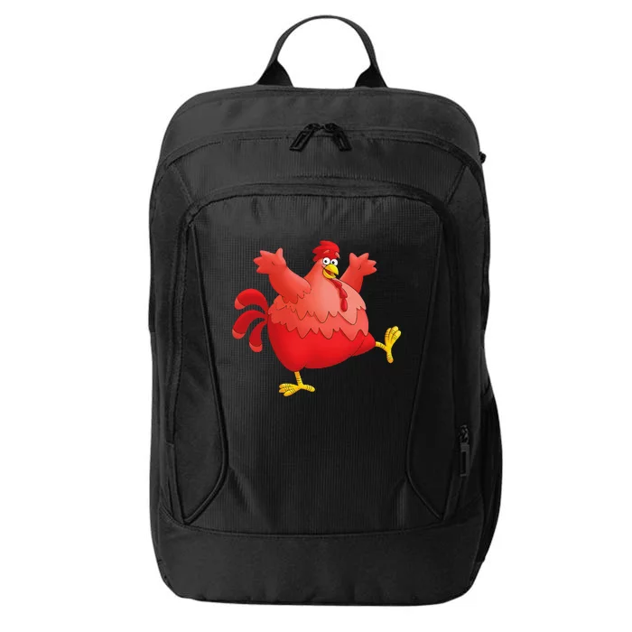 Red Fat Chubby Chicken Bird Cock Cartoon Art City Backpack