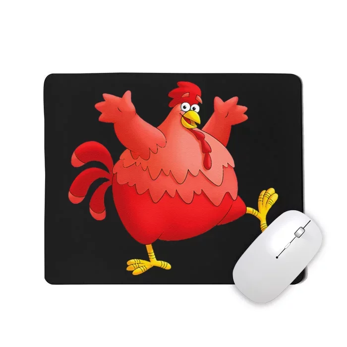 Red Fat Chubby Chicken Bird Cock Cartoon Art Mousepad