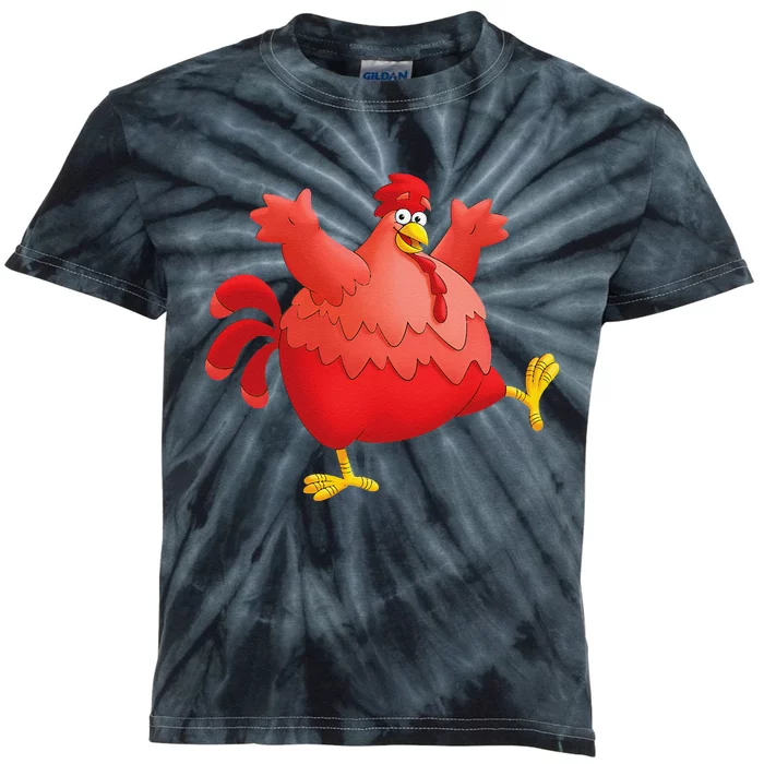 Red Fat Chubby Chicken Bird Cock Cartoon Art Kids Tie-Dye T-Shirt