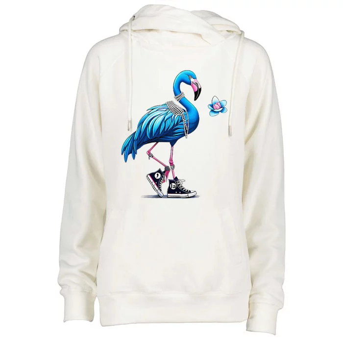 Retro Flamingo Chucks And Pearls Comma La Kamala Harris 2024 Womens Funnel Neck Pullover Hood