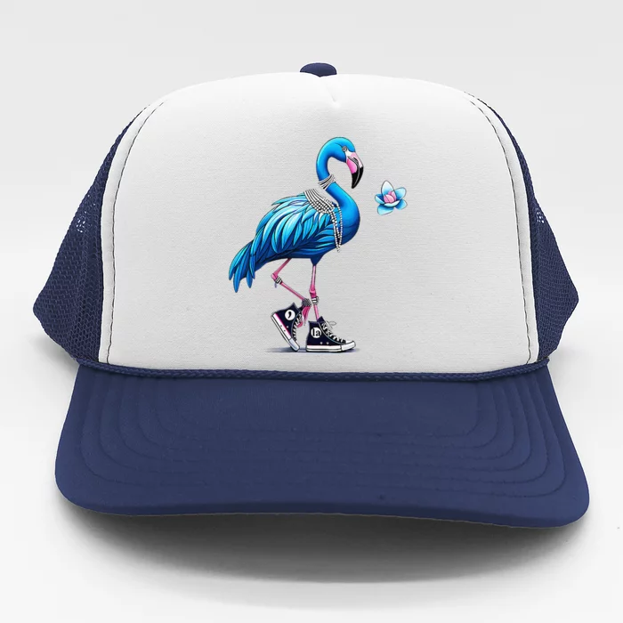 Retro Flamingo Chucks And Pearls Comma La Kamala Harris 2024 Trucker Hat