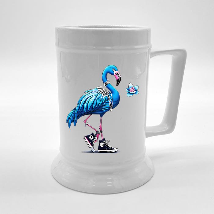 Retro Flamingo Chucks And Pearls Comma La Kamala Harris 2024 Front & Back Beer Stein