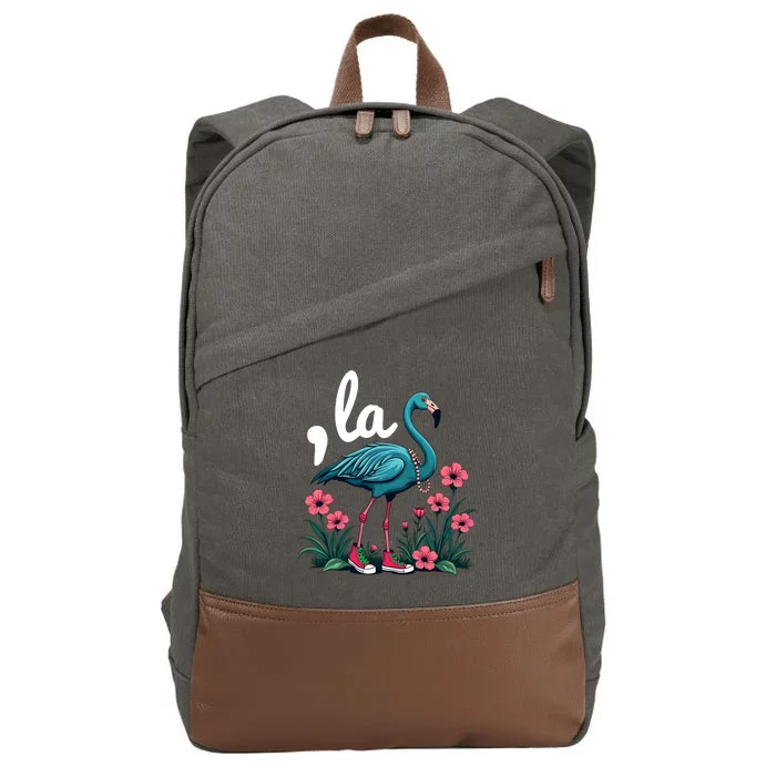 Retro Flamingo Chucks And Pearls Comma La Kamala Harris 2024 Cotton Canvas Backpack