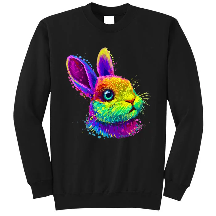 Rabbit Face Colorful Water Color Abstract Head Sweatshirt