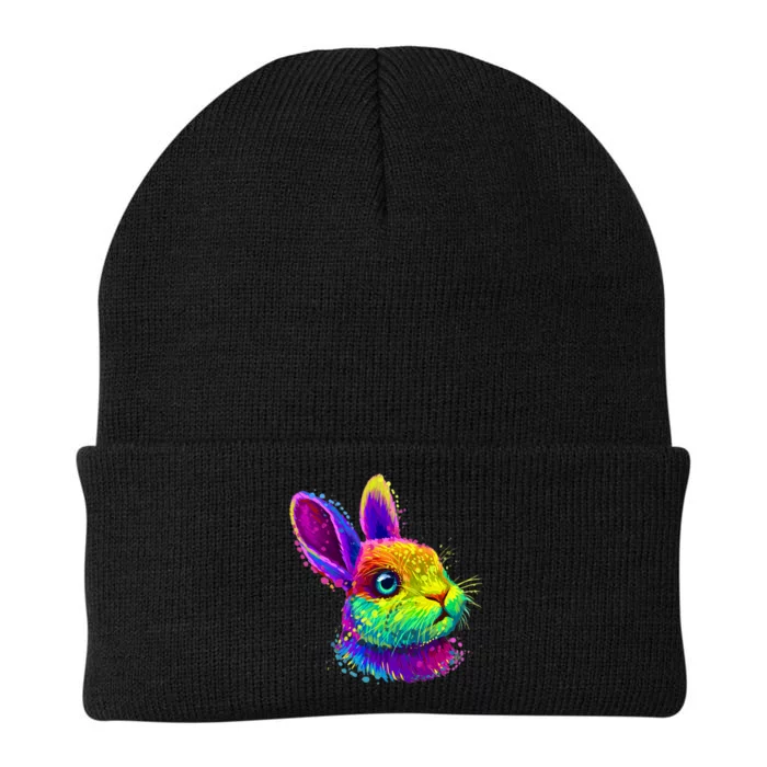 Rabbit Face Colorful Water Color Abstract Head Knit Cap Winter Beanie