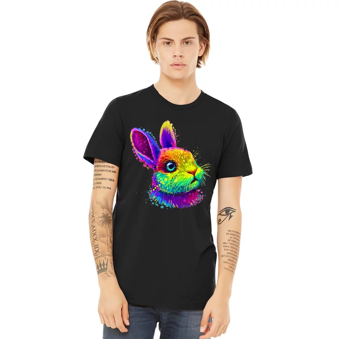 Rabbit Face Colorful Water Color Abstract Head Premium T-Shirt