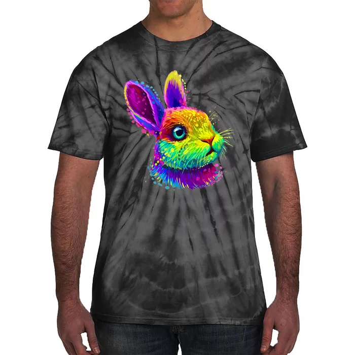 Rabbit Face Colorful Water Color Abstract Head Tie-Dye T-Shirt