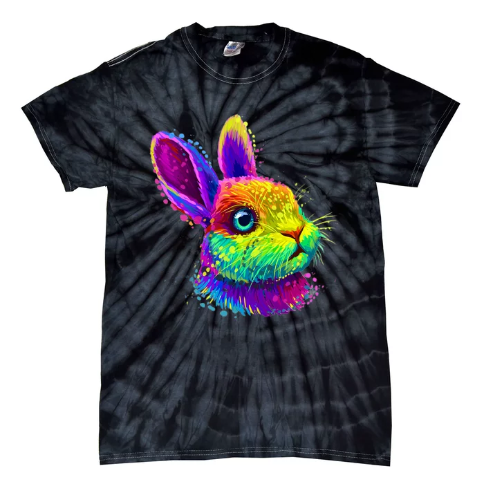 Rabbit Face Colorful Water Color Abstract Head Tie-Dye T-Shirt