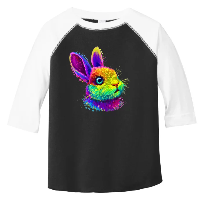 Rabbit Face Colorful Water Color Abstract Head Toddler Fine Jersey T-Shirt