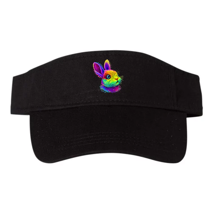 Rabbit Face Colorful Water Color Abstract Head Valucap Bio-Washed Visor