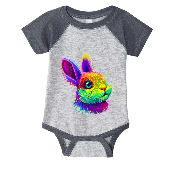 Rabbit Face Colorful Water Color Abstract Head Infant Baby Jersey Bodysuit