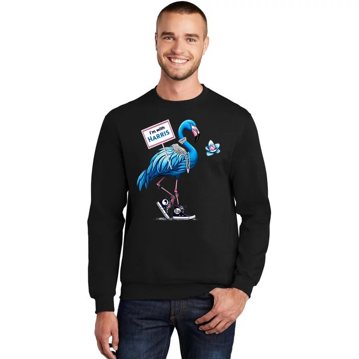 Retro Flamingo Chucks And Pearls Comma La Kamala Harris 2024 Tall Sweatshirt