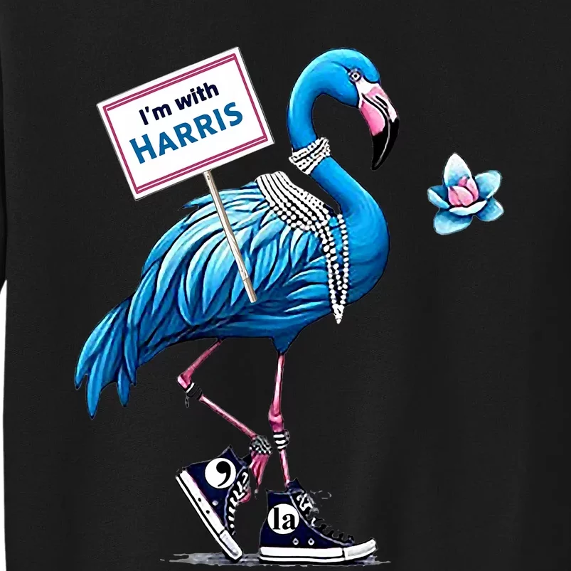 Retro Flamingo Chucks And Pearls Comma La Kamala Harris 2024 Tall Sweatshirt