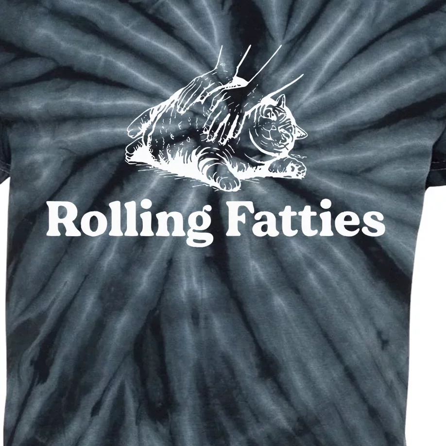 Rolling Fatties Cat Lover Funny Cat Kitten Kids Tie-Dye T-Shirt