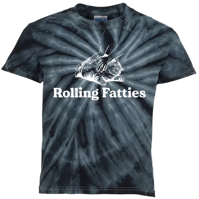 Rolling Fatties Cat Lover Funny Cat Kitten Kids Tie-Dye T-Shirt