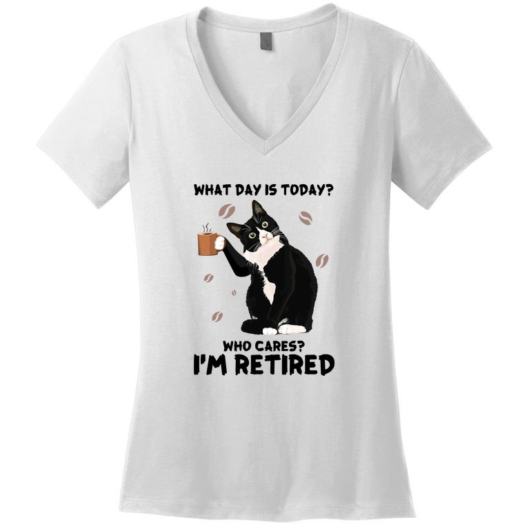 Retired Funny Cat Retirement Women's V-Neck T-Shirt