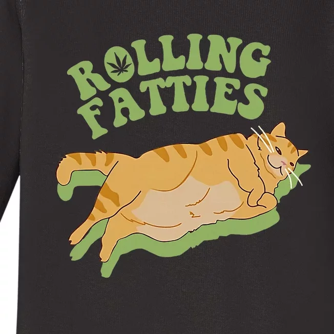 Rolling Fatties Cat Retro Kitty Kitten Meow Baby Long Sleeve Bodysuit