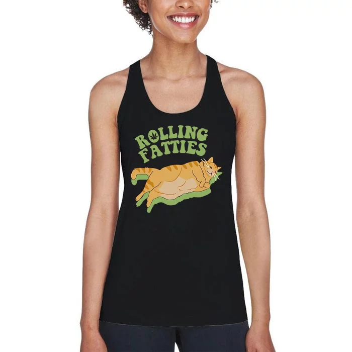 Rolling Fatties Cat Retro Kitty Kitten Meow Women's Racerback Tank