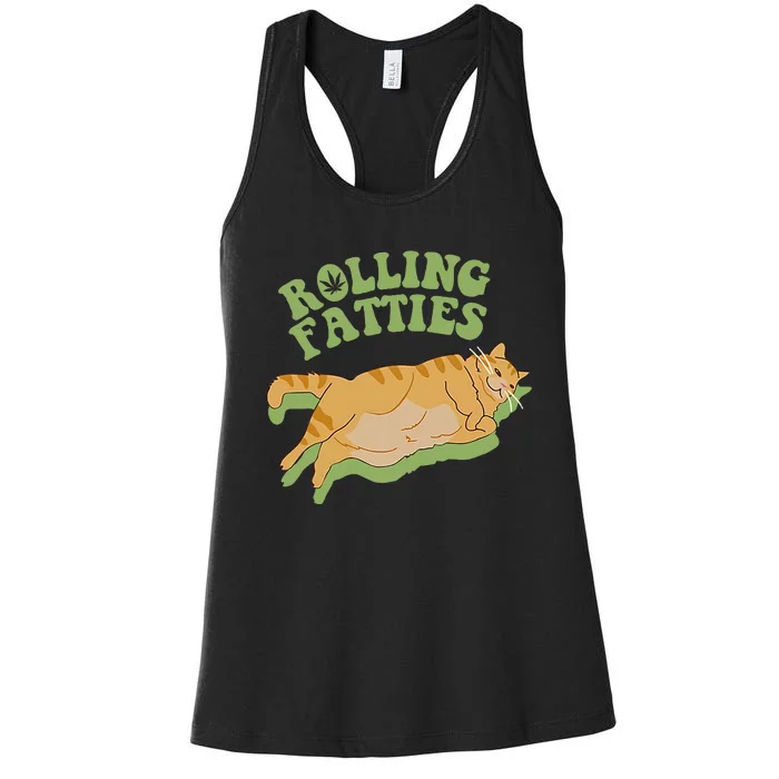 Rolling Fatties Cat Retro Kitty Kitten Meow Women's Racerback Tank