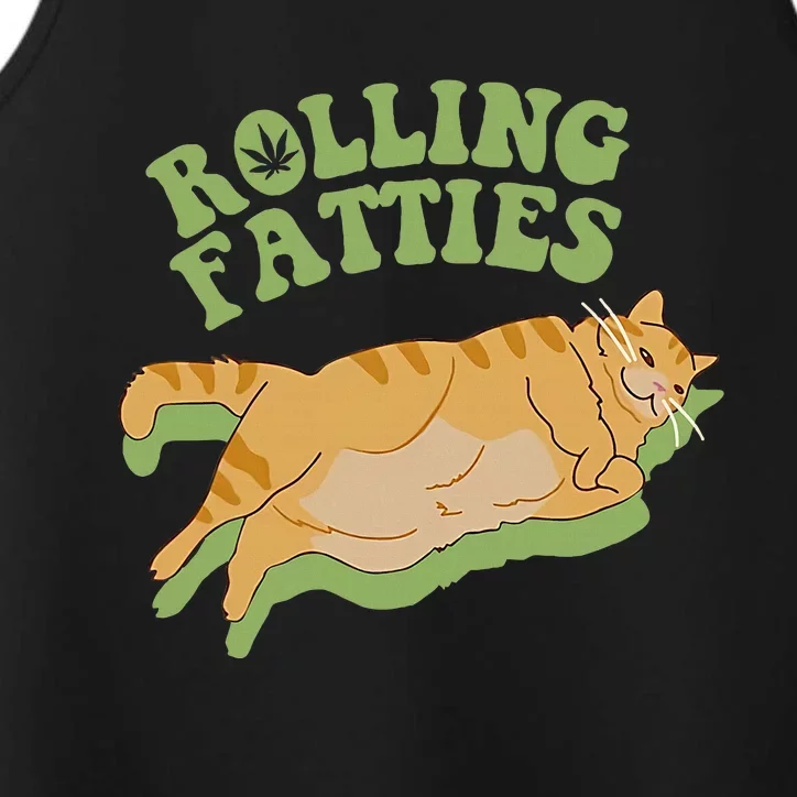 Rolling Fatties Cat Retro Kitty Kitten Meow Performance Tank