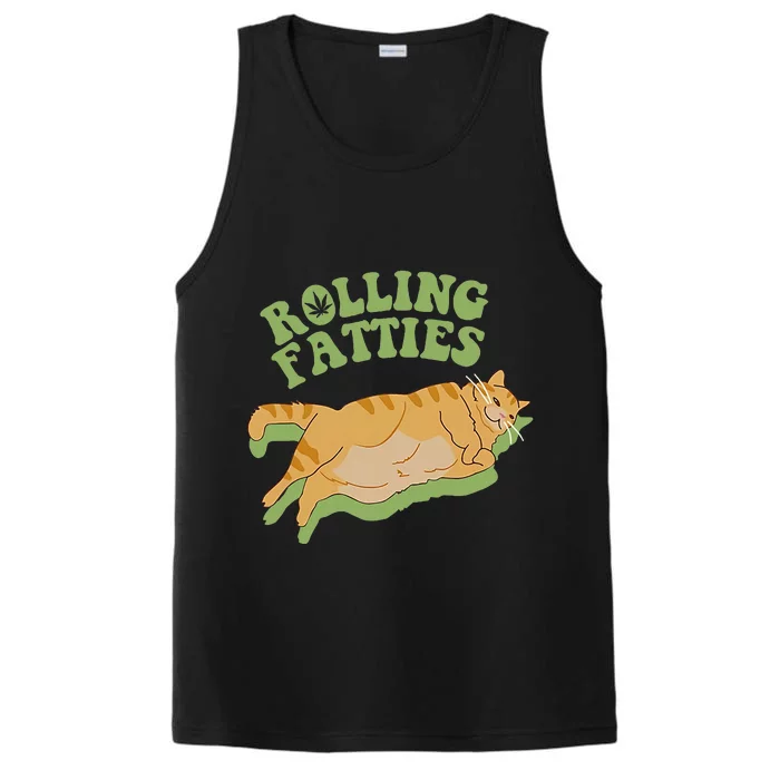 Rolling Fatties Cat Retro Kitty Kitten Meow Performance Tank