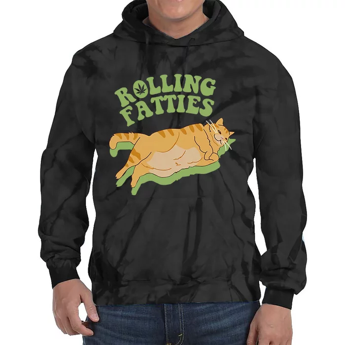 Rolling Fatties Cat Retro Kitty Kitten Meow Tie Dye Hoodie