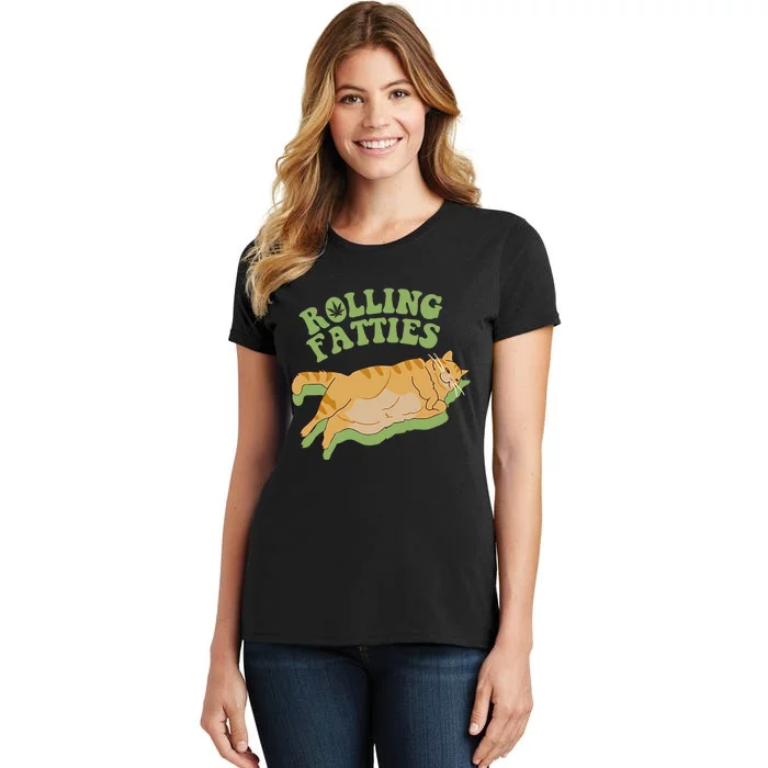 Rolling Fatties Cat Retro Kitty Kitten Meow Women's T-Shirt