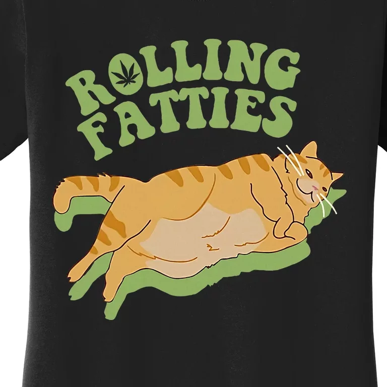 Rolling Fatties Cat Retro Kitty Kitten Meow Women's T-Shirt