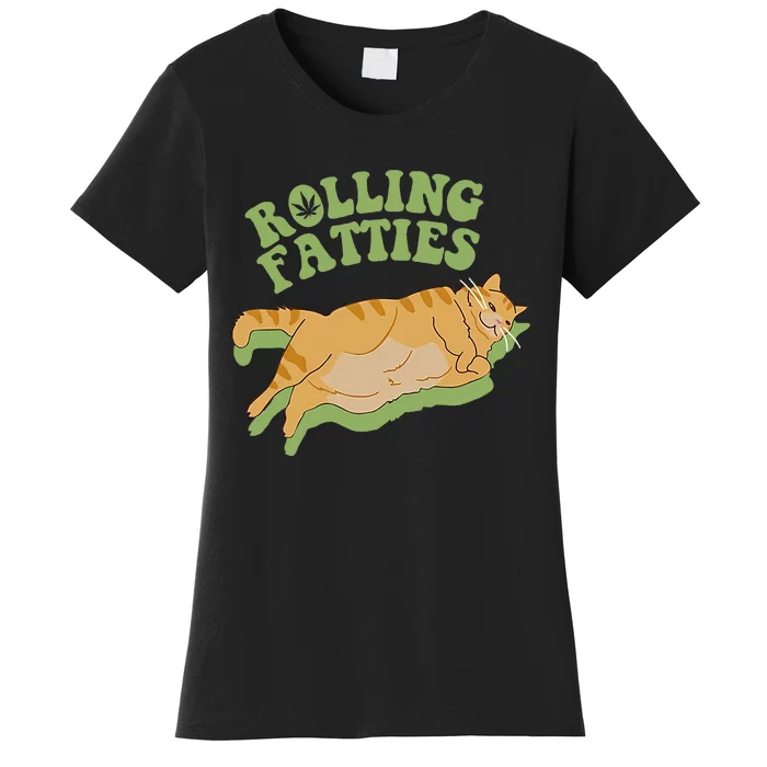 Rolling Fatties Cat Retro Kitty Kitten Meow Women's T-Shirt