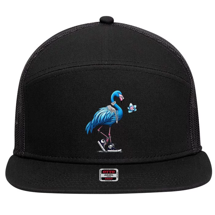 Retro Flamingo Chucks And Pearls Comma La Kamala Harris 2024 Gift 7 Panel Mesh Trucker Snapback Hat