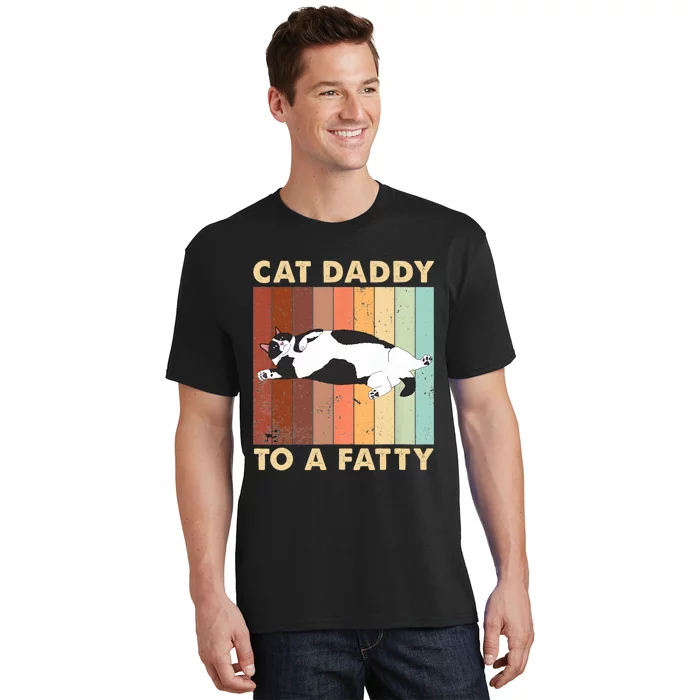 Retro Fat Chonk Dad Funny Cat Daddy To A Fatty T-Shirt