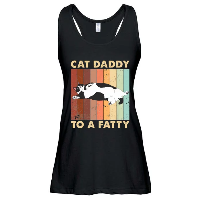 Retro Fat Chonk Dad Funny Cat Daddy To A Fatty Ladies Essential Flowy Tank