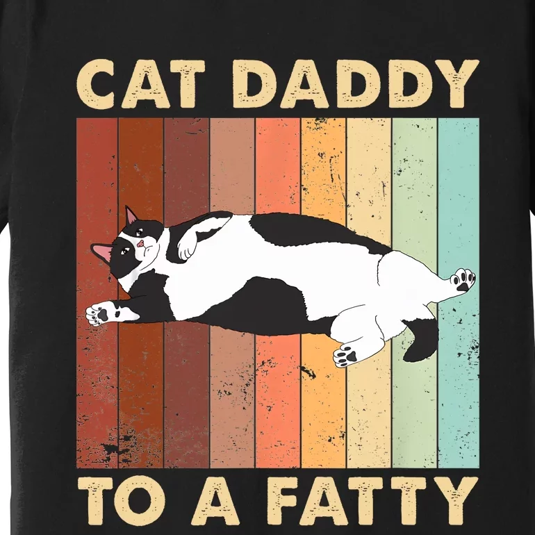 Retro Fat Chonk Dad Funny Cat Daddy To A Fatty Premium T-Shirt