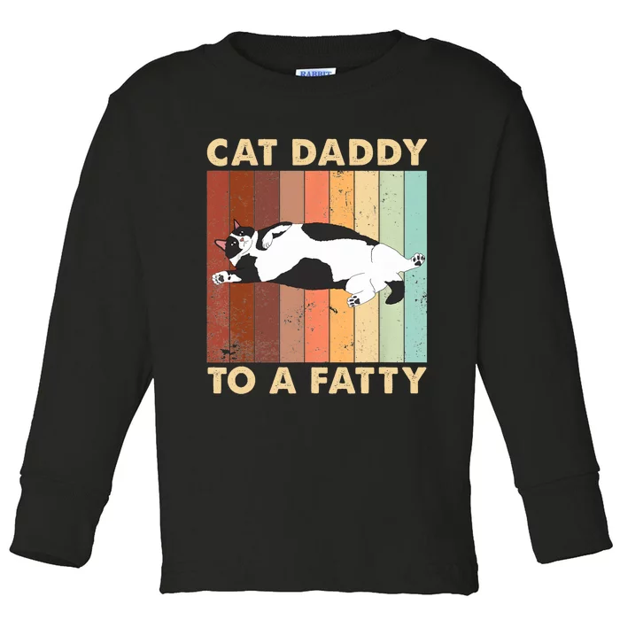 Retro Fat Chonk Dad Funny Cat Daddy To A Fatty Toddler Long Sleeve Shirt