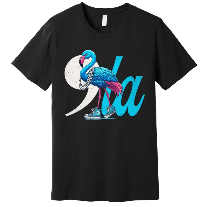 Retro Flamingo Chucks And Pearls Comma La Kamala Harris 2024 Premium T-Shirt