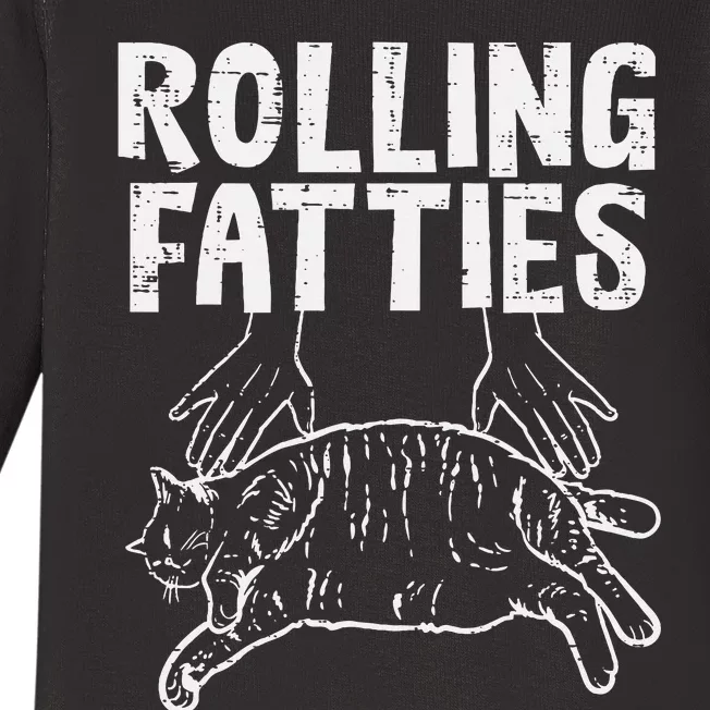 Rolling Fatties Cat Funny Fat Kitten Baby Long Sleeve Bodysuit