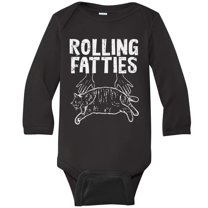 Rolling Fatties Cat Funny Fat Kitten Baby Long Sleeve Bodysuit