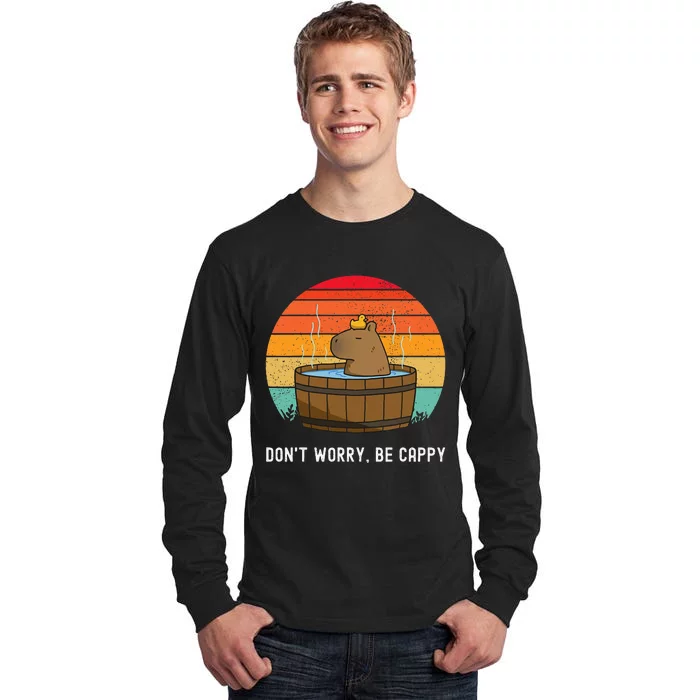 Retro Funny Capybara DonT Worry Be Capy Tall Long Sleeve T-Shirt