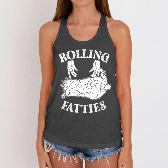 Rolling Fatties Cat Lover Kitten Owner Kitty Women's Knotted Racerback Tank