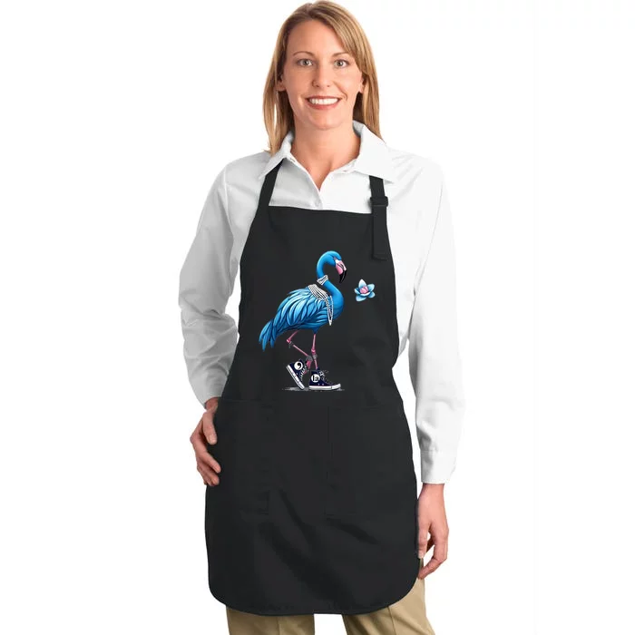 Retro Flamingo Chucks And Pearls Comma La Kamala Harris 2024 Full-Length Apron With Pocket