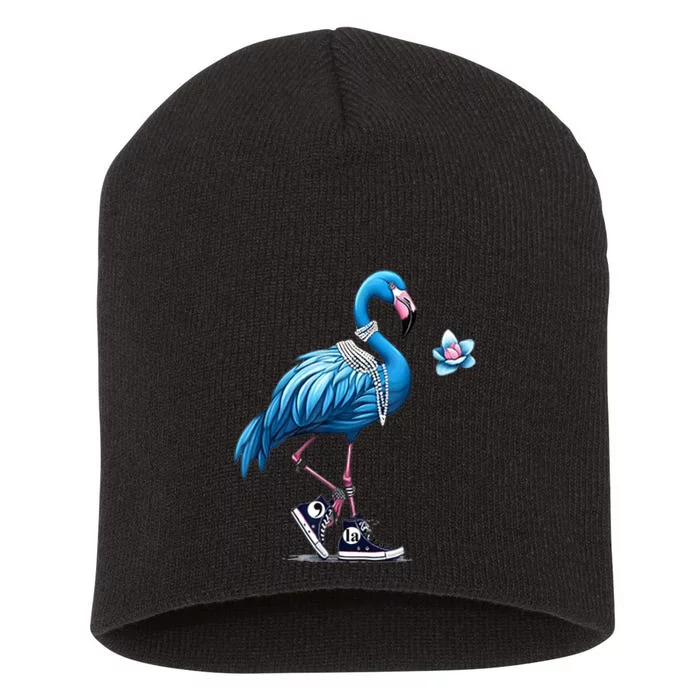 Retro Flamingo Chucks And Pearls Comma La Kamala Harris 2024 Short Acrylic Beanie