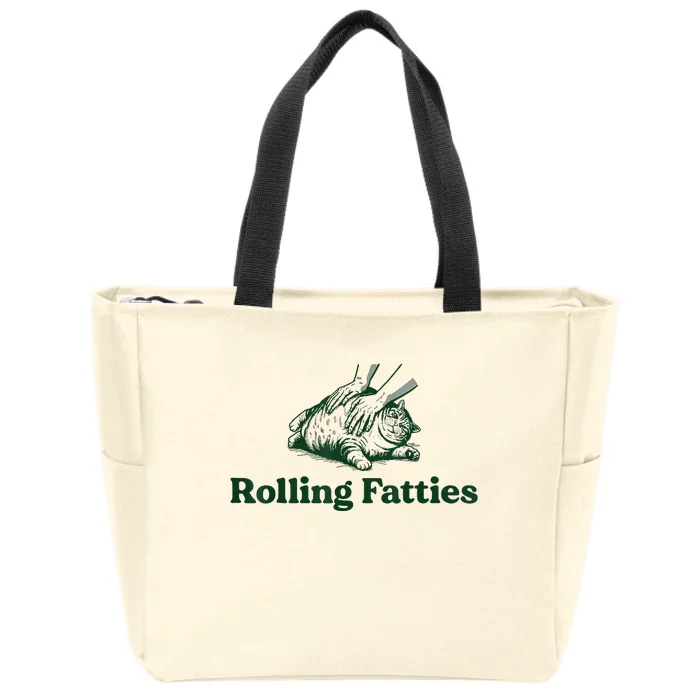 Rolling Fatties Cat Funny Cute Cat Lover Kitten Owner Kitty Zip Tote Bag