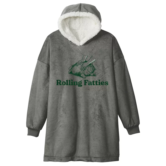 Rolling Fatties Cat Funny Cute Cat Lover Kitten Owner Kitty Hooded Wearable Blanket