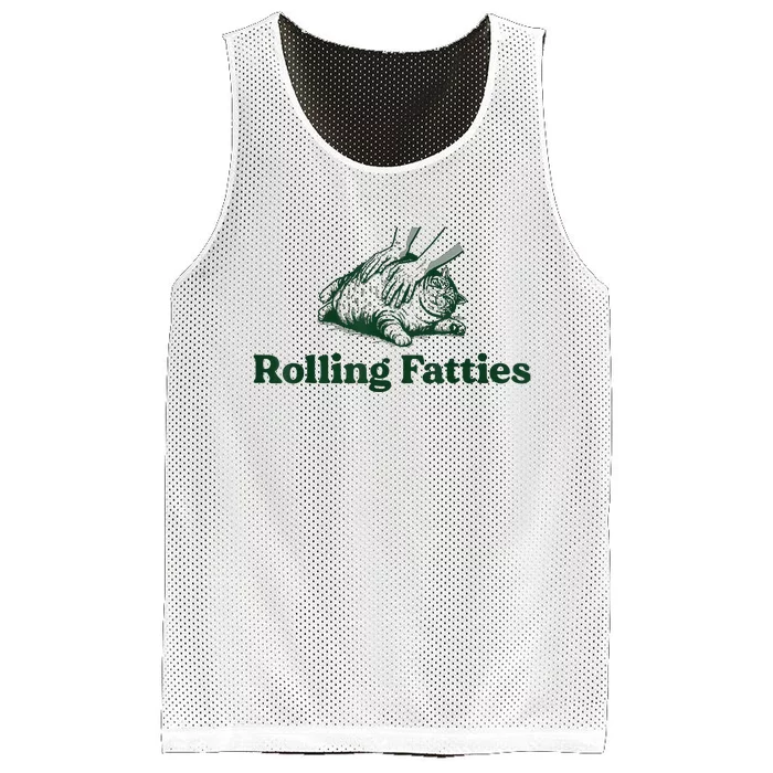 Rolling Fatties Cat Funny Cute Cat Lover Kitten Owner Kitty Mesh Reversible Basketball Jersey Tank