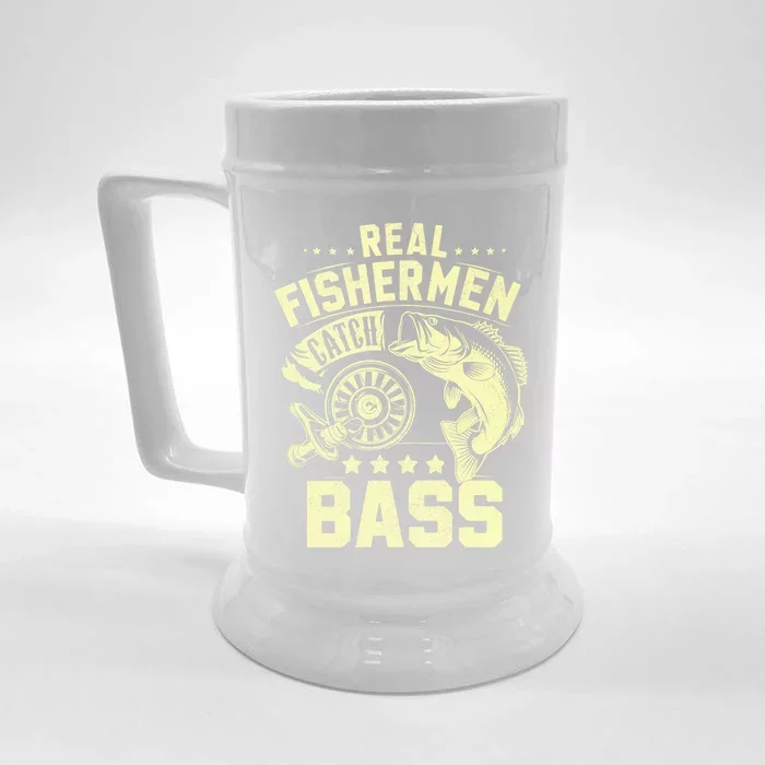 Real Fisher Catch Bass Fishing Meaningful Gift Front & Back Beer Stein